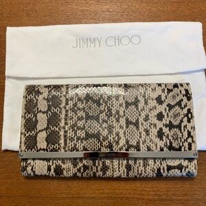 Jimmy Choo Brown and Cream Snake Skin Clutch